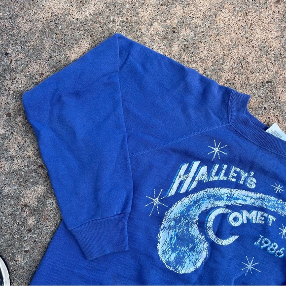 Hanes Blue Halley's Comet Crewneck Sweater 1986 vintage - Picture 4 of 5